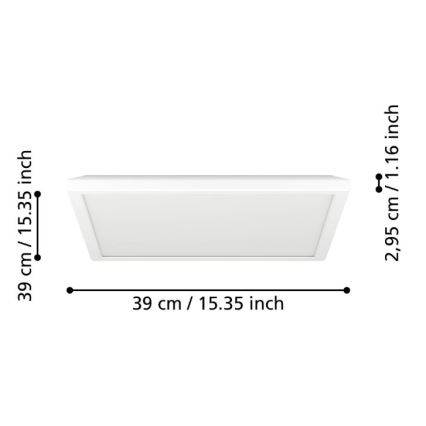 Eglo - LED Димируем плафон за баня LED/17,6W/230V 2700-6500K 39x39 см IP44 бял + дистанционно управление