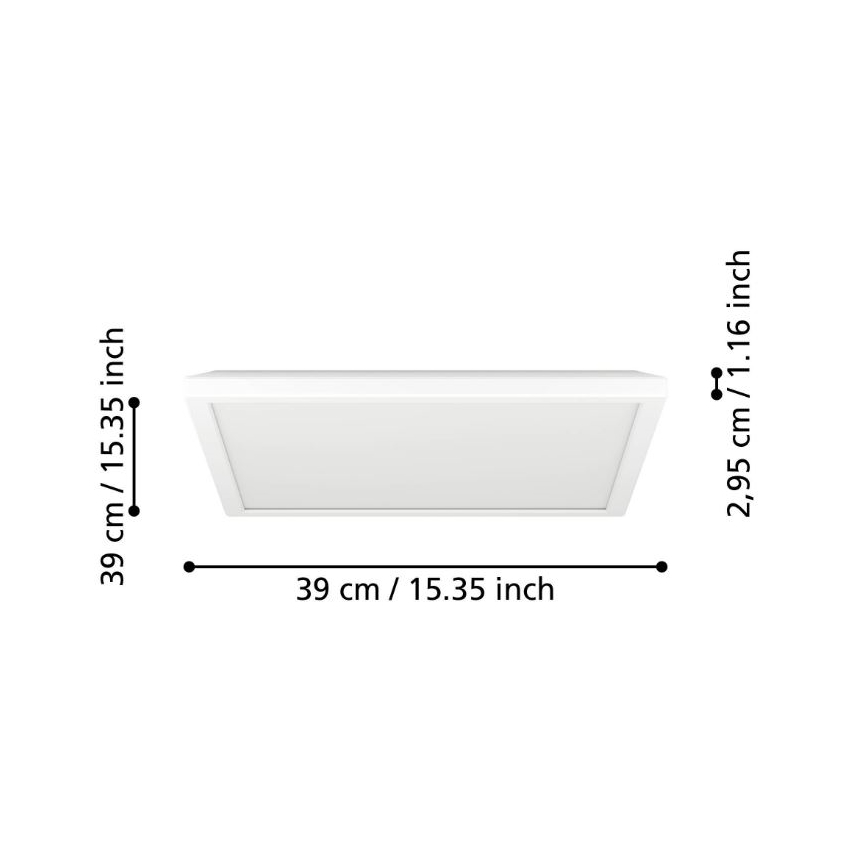 Eglo - LED Димируем плафон за баня LED/17,6W/230V 2700-6500K 39x39 см IP44 бял + дистанционно управление