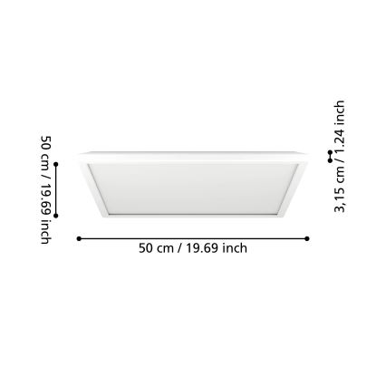 Eglo - LED Димируем плафон за баня LED/17W/230V 2700-6500K 50x50 см IP44 бял + дистанционно управление