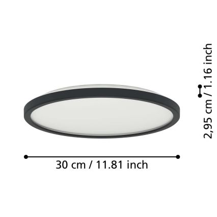 Eglo - LED RGBW Димируем плафон за баня LED/13,9W/230V 2700-6500K Ø 30 см IP44 черен ZigBee