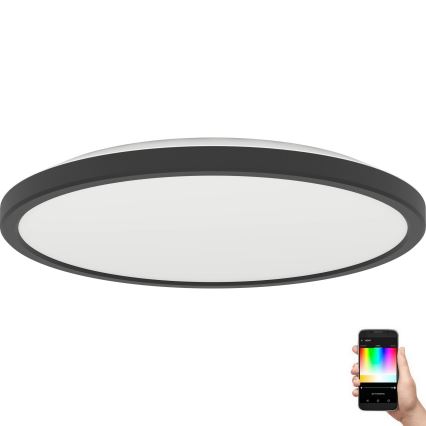 Eglo - LED RGBW Димируем плафон за баня LED/13,9W/230V 2700-6500K Ø 30 см IP44 черен ZigBee