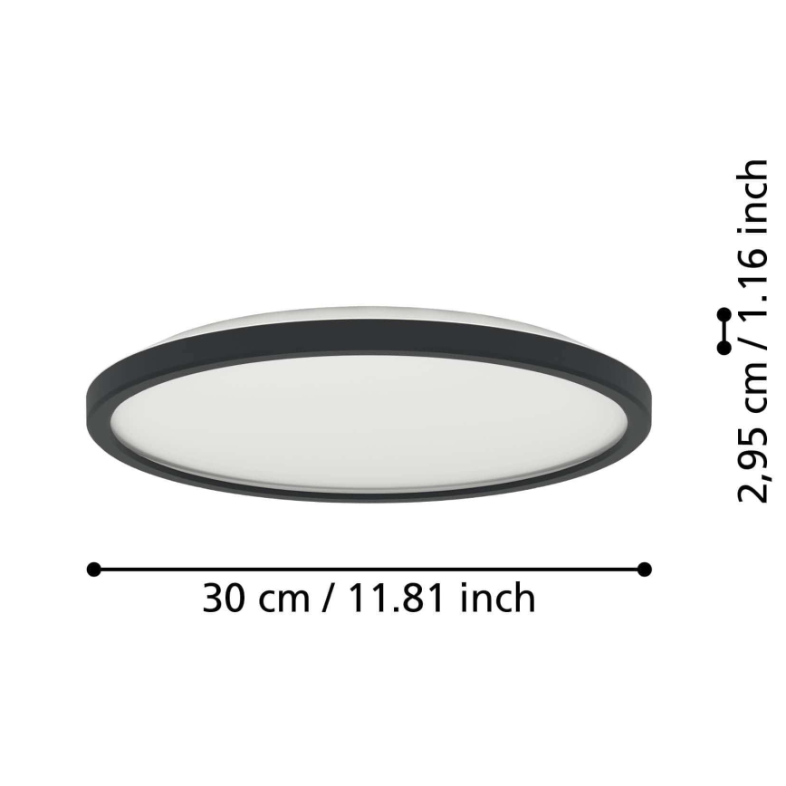 Eglo - LED RGBW Димируем плафон за баня LED/13,9W/230V 2700-6500K Ø 30 см IP44 черен ZigBee