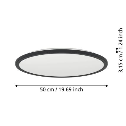 Eglo - LED RGBW Димируем плафон за баня LED/16,8W/230V 2700-6500K Ø 50 см IP44 черен ZigBee