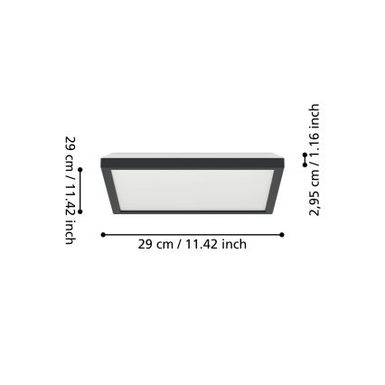 Eglo - LED RGBW Димируем плафон за баня LED/13,4W/230V 2700-6500K 29x29 см IP44 черен