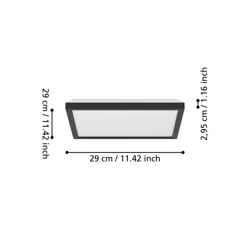 Eglo - LED RGBW Димируем плафон за баня LED/13,4W/230V 2700-6500K 29x29 см IP44 черен