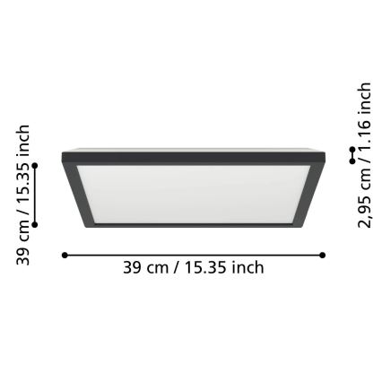 Eglo - LED RGBW Димируем плафон за баня LED/17,6W/230V 2700-6500K 39x39 см IP44 черен ZigBee
