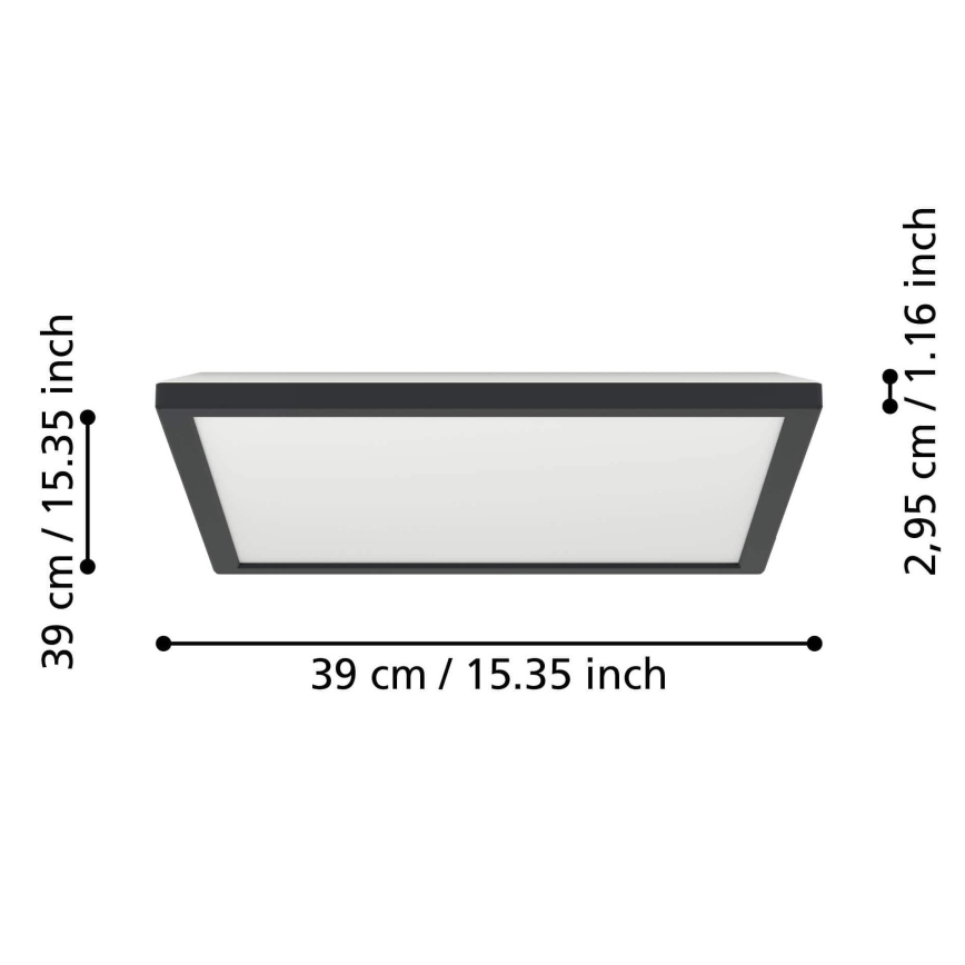 Eglo - LED RGBW Димируем плафон за баня LED/17,6W/230V 2700-6500K 39x39 см IP44 черен ZigBee