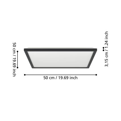 Eglo - LED RGBW Димируем плафон за баня LED/17W/230V 2700-6500K 50x50 см IP44 черен ZigBee