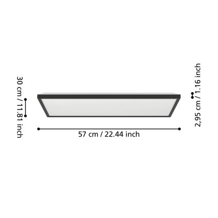 Eglo - LED RGBW Димируем плафон за баня LED/17,2W/230V 2700-6500K 30x57 см IP44 черен ZigBee