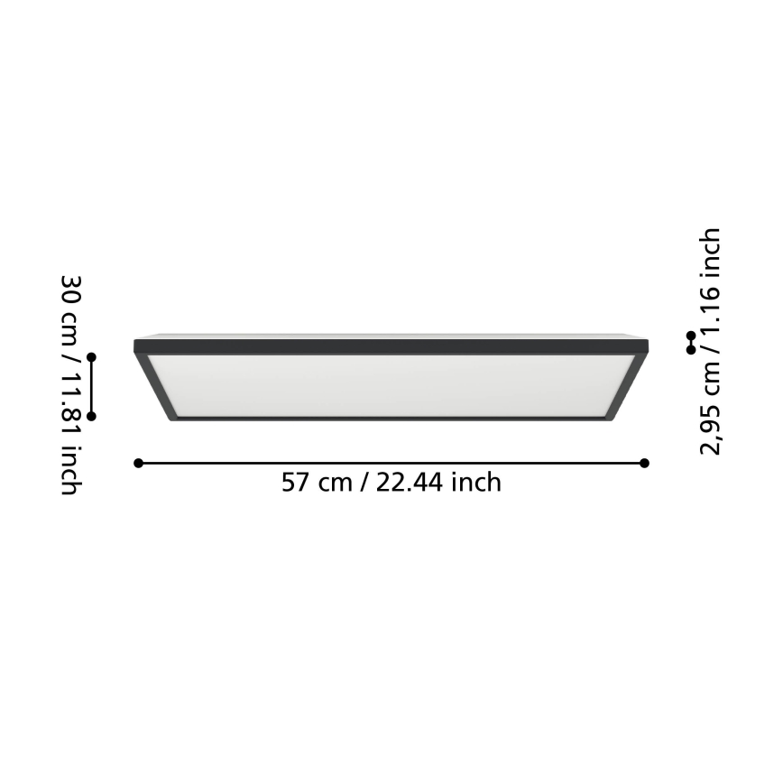Eglo - LED RGBW Димируем плафон за баня LED/17,2W/230V 2700-6500K 30x57 см IP44 черен ZigBee