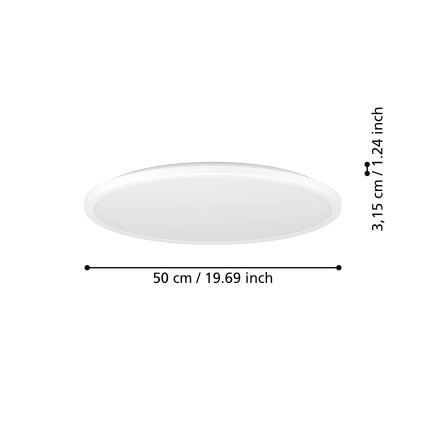 Eglo - LED RGBW Димируем плафон за баня LED/16,8W/230V 2700-6500K Ø 50 см IP44 бял ZigBee