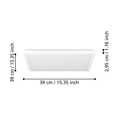 Eglo - LED RGBW Димируем плафон за баня LED/17,6W/230V 2700-6500K 39x39 см IP44 бял ZigBee