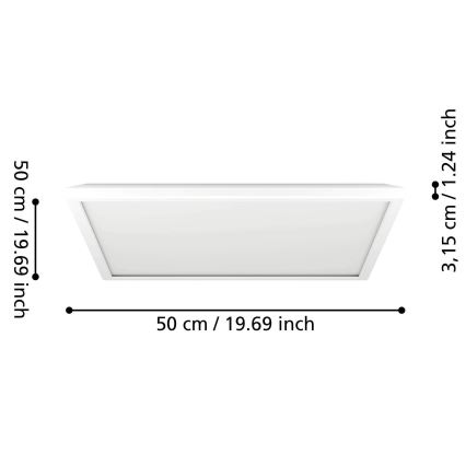 Eglo - LED RGBW Димируем плафон за баня LED/17W/230V 2700-6500K 50x50 см IP44 бял ZigBee