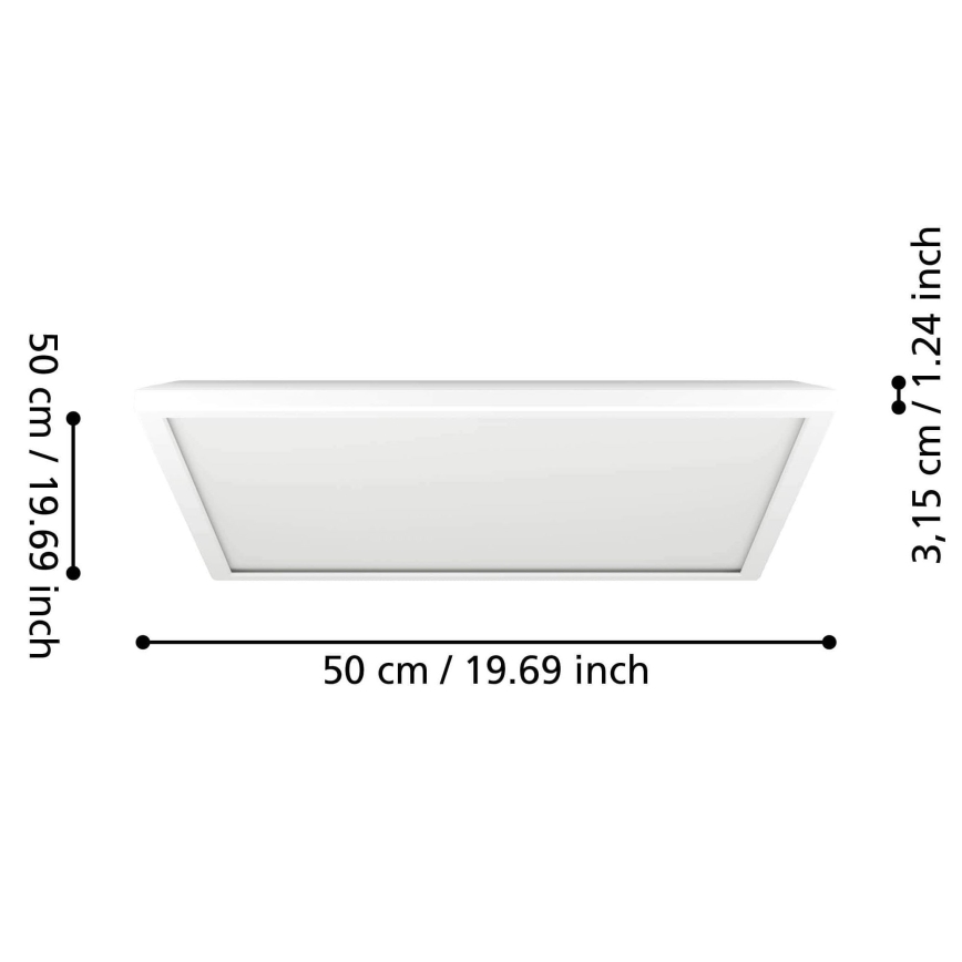 Eglo - LED RGBW Димируем плафон за баня LED/17W/230V 2700-6500K 50x50 см IP44 бял ZigBee