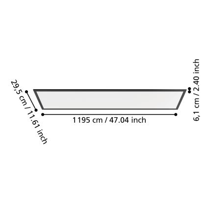 Eglo - LED повърхностно монтиран панел LED/33W/230V 2700/4000/6500K 120x30 см, черен