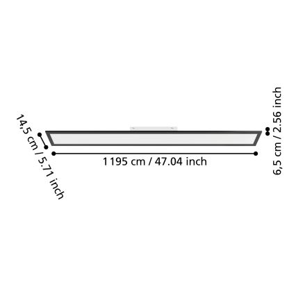 Eglo - LED панел за повърхностен монтаж, LED/28W/230V, 3 цветови температури 2700/4000/6500K, 120x15 см, черен