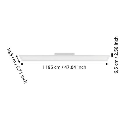 Eglo - LED димируем повърхностно монтиран панел LED/28,3W/230V 2700-6500K 120x15 cm бял + дистанционно управление