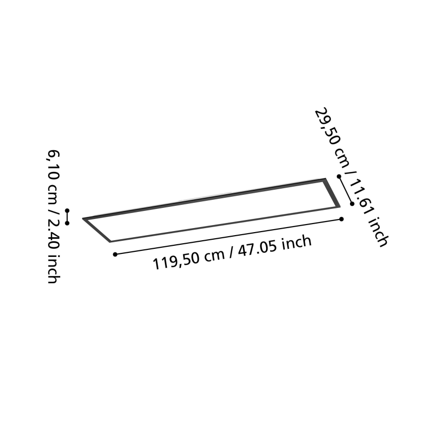 Eglo - LED RGBW с възможност за димиране повърхностно монтиран панел LED/34W/230V 2700-6500K 120x30 cm черен