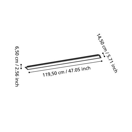 Eglo - RGBW димируем повърхностно монтиран LED панел/28W/230V 2700-6500K 120x15 cm черен