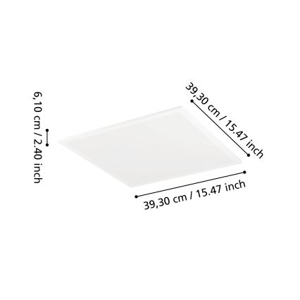 Eglo - димируем таванен LED плафон RGBW, 19W, 230V, 2700–6500K, 40×40 см, бял