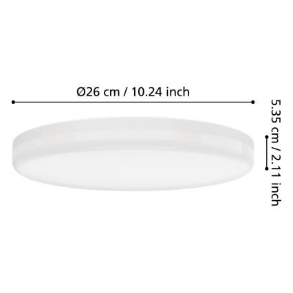 Eglo - LED таванно осветително тяло за баня LED/16,5W/230V 2700/4000/6500K Ø26 cm IP54 бяло