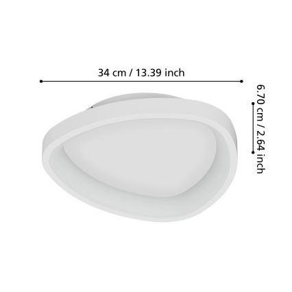 Eglo - LED Димируем плафон LED/12W/230V 2700-6500K бял + дистанционно управление