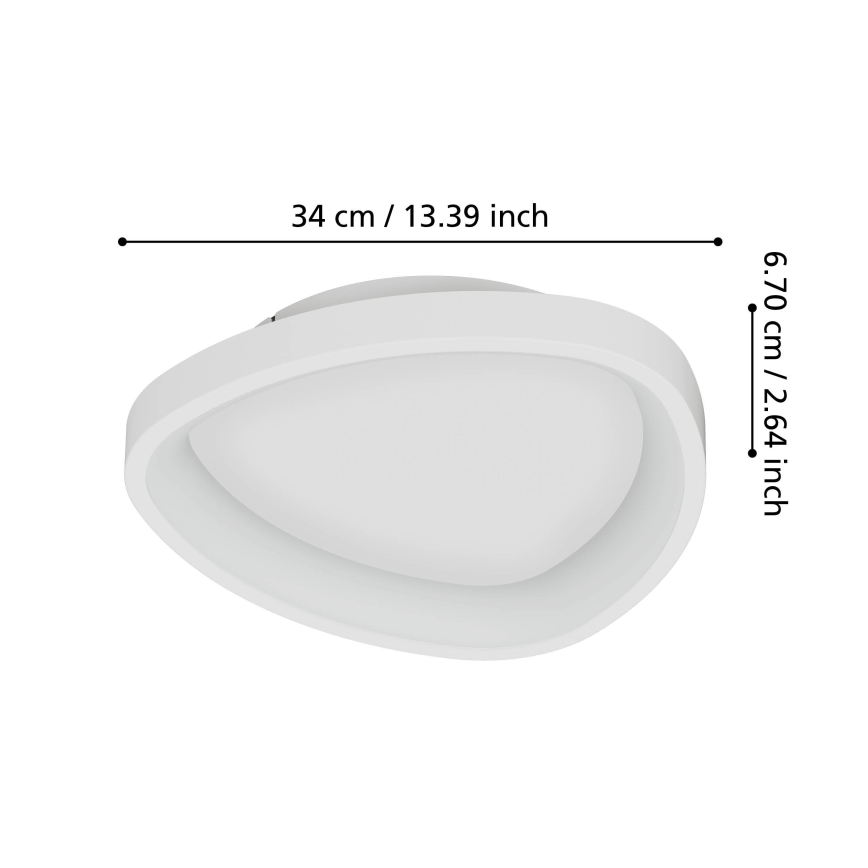 Eglo - LED Димируем плафон LED/12W/230V 2700-6500K бял + дистанционно управление