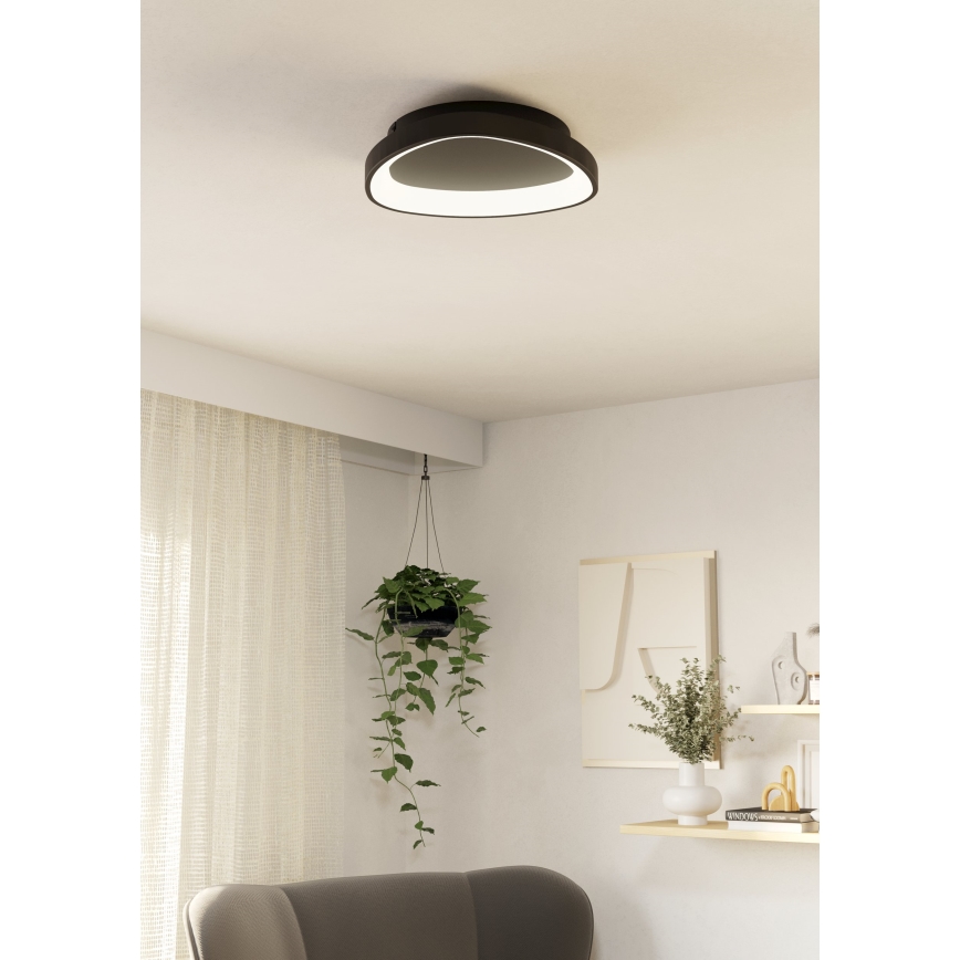 Eglo - LED Димируем плафон LED/12W/230V 2700-6500K черен + дистанционно управление