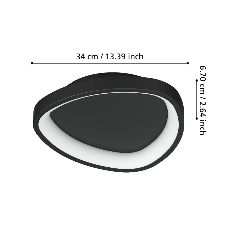 Eglo - LED Димируем плафон LED/12W/230V 2700-6500K черен + дистанционно управление