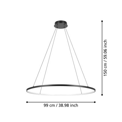 Eglo - LED Димируем пендел LED/40W/230V 2700-6500K черен + дистанционно управление