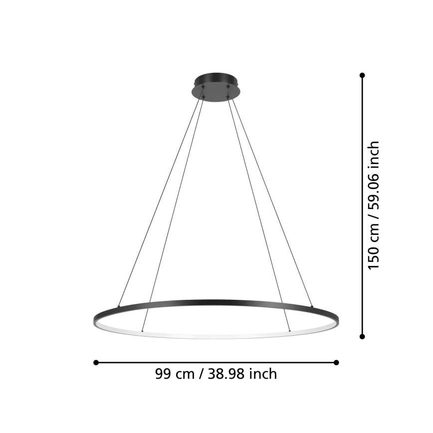 Eglo - LED Димируем пендел LED/40W/230V 2700-6500K черен + дистанционно управление