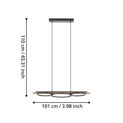 Eglo - LED Димируем пендел 2xLED/12,5W/230V+1xLED/15,5W 3000K бежов/черен
