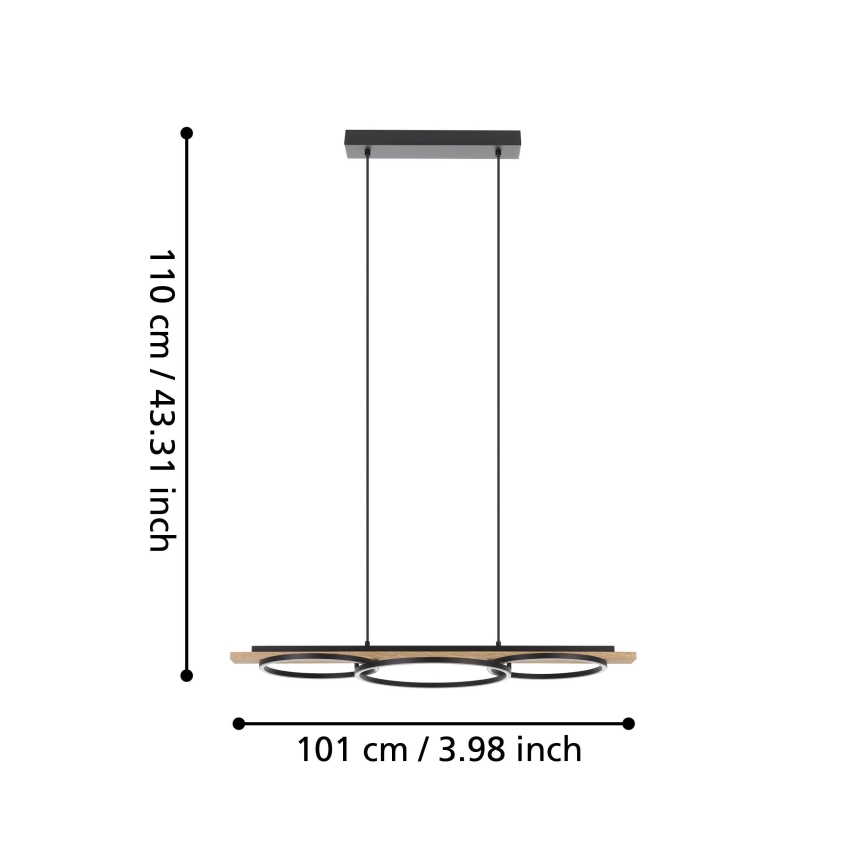 Eglo - LED Димируем пендел 2xLED/12,5W/230V+1xLED/15,5W 3000K бежов/черен