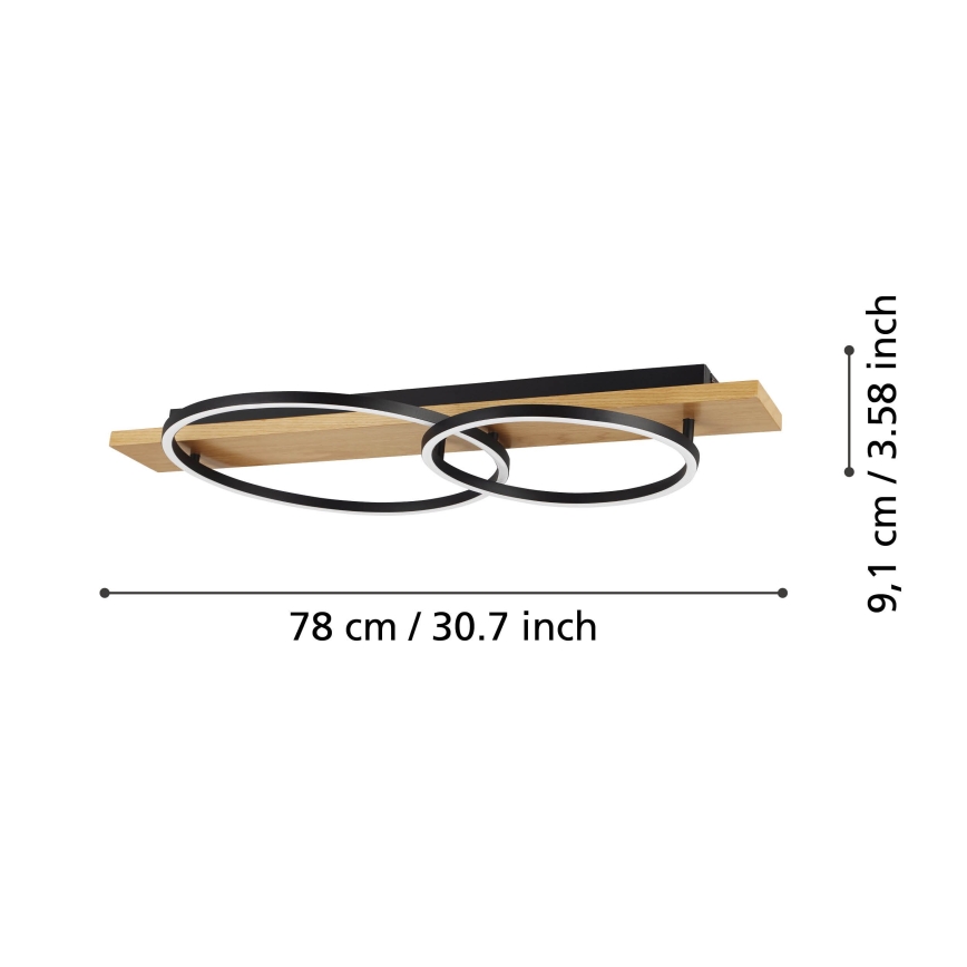 Eglo - LED Плафониера 2xLED/12W/230V 3000K бежов/черен