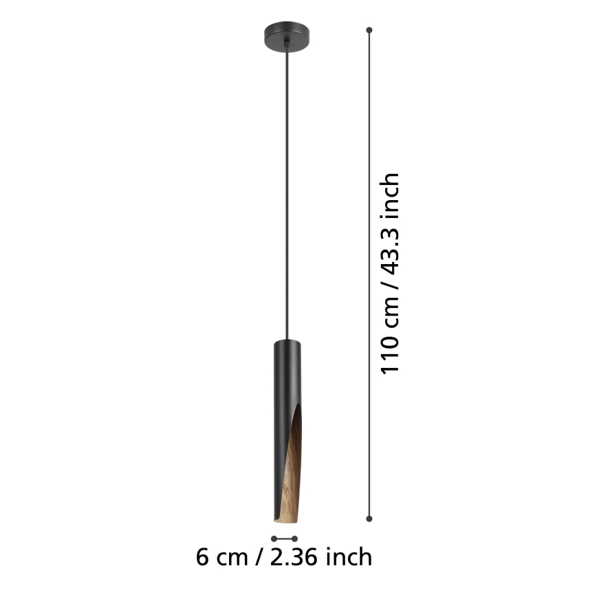 Eglo - LED Пендел 1xGU10/4,5W/230V 3000K черен/кафяв