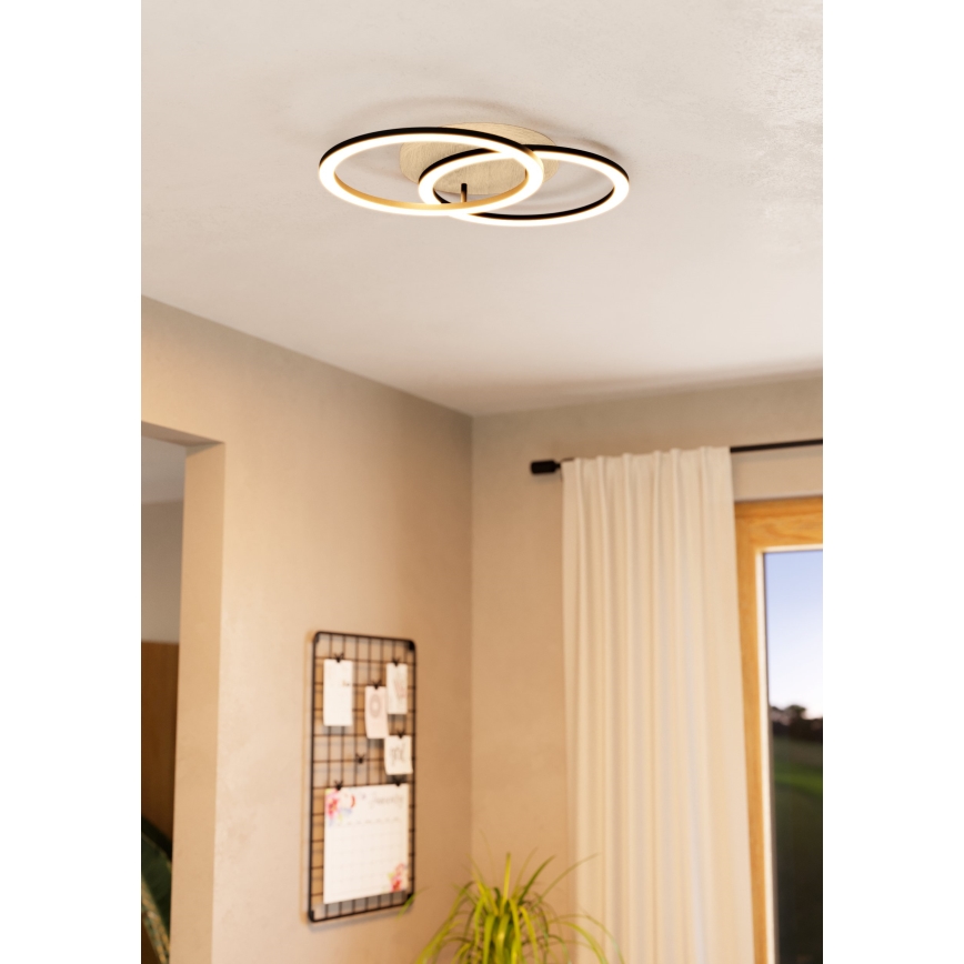 Eglo - LED Димируем плафон 2xLED/16W/230V 2700-6500K бежов/черен ZigBee