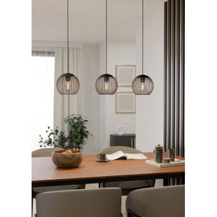Eglo - Висящ полилей на кабел 3xE27/60W/230V черен
