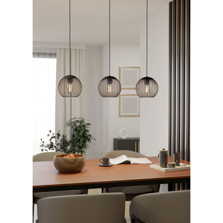 Eglo - Висящ полилей на кабел 3xE27/60W/230V черен