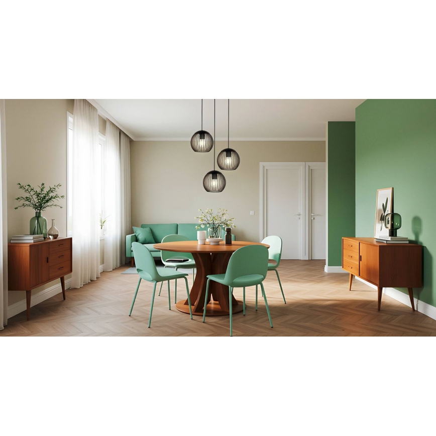 Eglo - Висящ полилей на кабел 3xE27/60W/230V черен