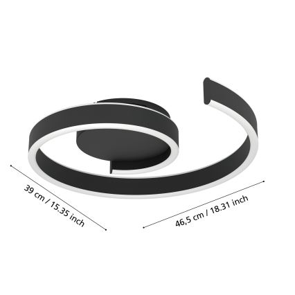 Eglo - LED RGBW Димируемо таванно осветително тяло LED/37W/230V 3000-6500K черно