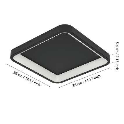 Eglo - LED RGBW димируемо таванно осветително тяло LED/20W/230V 2700-6500K 35x35 см черно