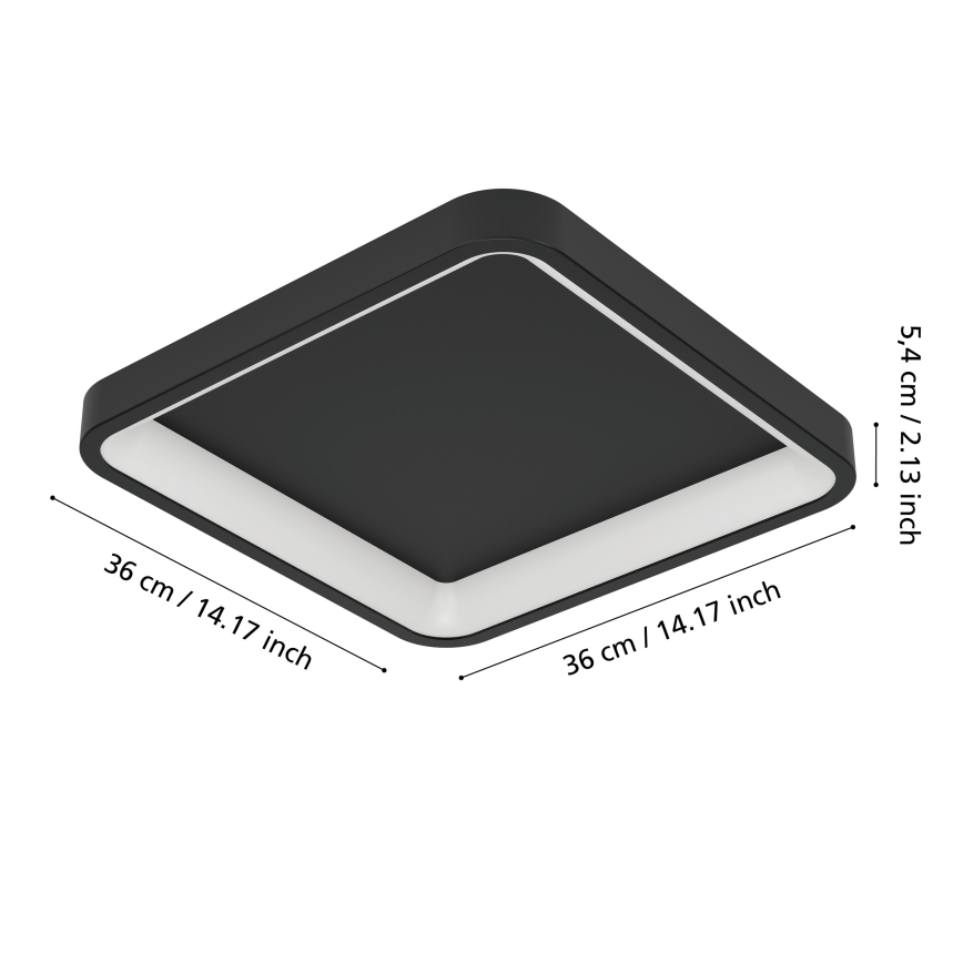 Eglo - LED RGBW димируемо таванно осветително тяло LED/20W/230V 2700-6500K 35x35 см черно