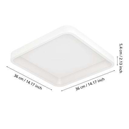 Eglo - LED RGBW таванно осветително тяло с регулируема яркост LED/20W/230V 2700-6500K 35x35 см бяло