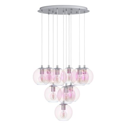 Eglo - Полилей на кабел 10xE27/60W/230V лъскав хром/прозрачно стъкло
