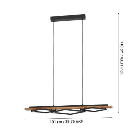 Eglo - LED Димируем полилей на кабел 2xLED/13W/230V + LED/16W черен/кафяв
