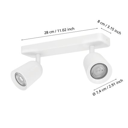 Eglo - Насочващо осветително тяло 2xGU10/10W/230V бяло