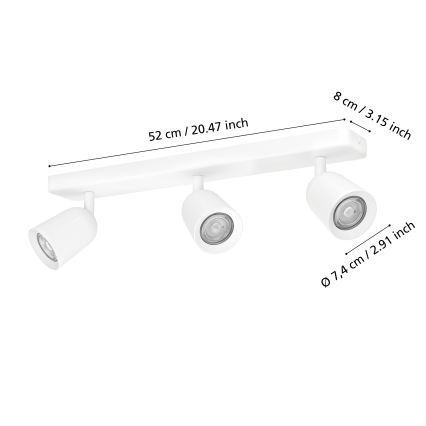 Eglo - Точково осветително тяло 3xGU10/10W/230V бяло