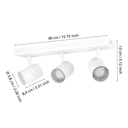 Eglo - Точково осветително тяло за баня 3xGU10/5W/230V IP44 бяло