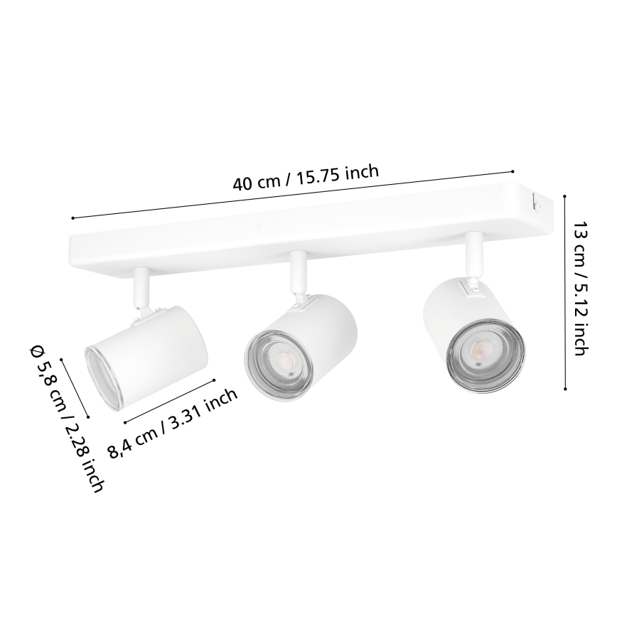 Eglo - Точково осветително тяло за баня 3xGU10/5W/230V IP44 бяло