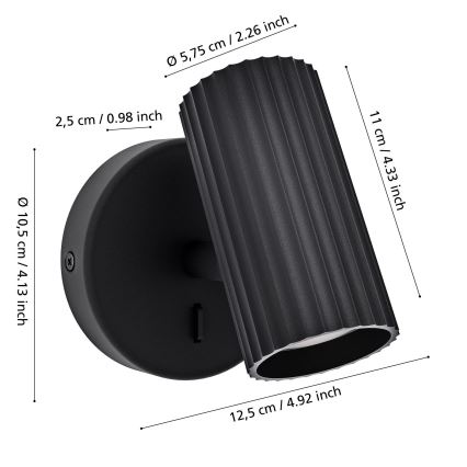 Eglo - Стенно спот осветително тяло 1xGU10/5W/230V черно